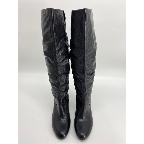 Nine West Black Leather Slouch Boots Size 8M - Picture 2 of 5